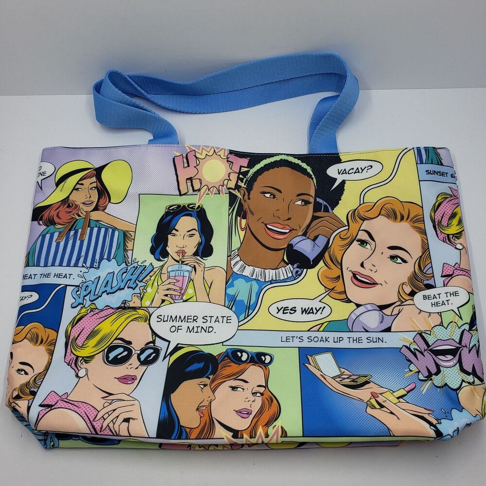 Estee Lauder Pop Art Comic Tote Bag Summer Beach Travel Shopping Bag Recycled